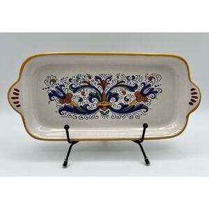Nova Deruta Ceramica Relish Side Dish Tray 11” Made In Italy Hand Painted Decal